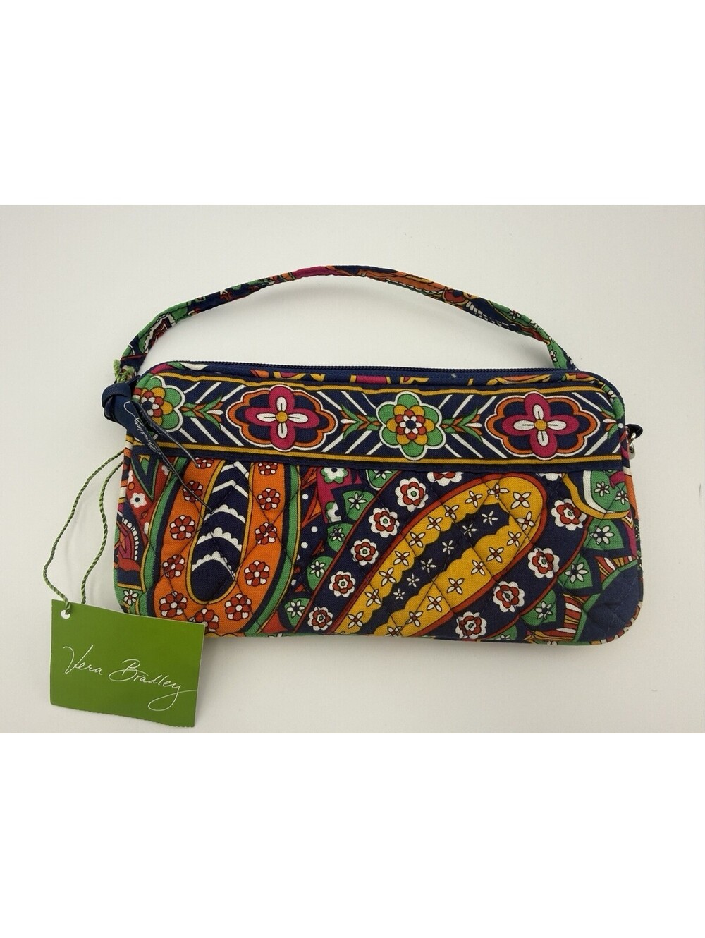 NWT Vera Bradley Venetian Navy Paisley Gusseted Style Navy Multicolor Wristlet